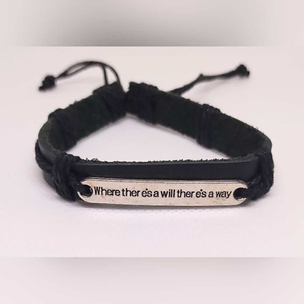 Men's bracelet leather black new d95‎